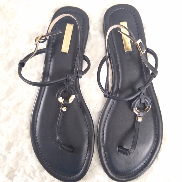 Louise et Cie black & gold flat sandals - Picture 9 of 9